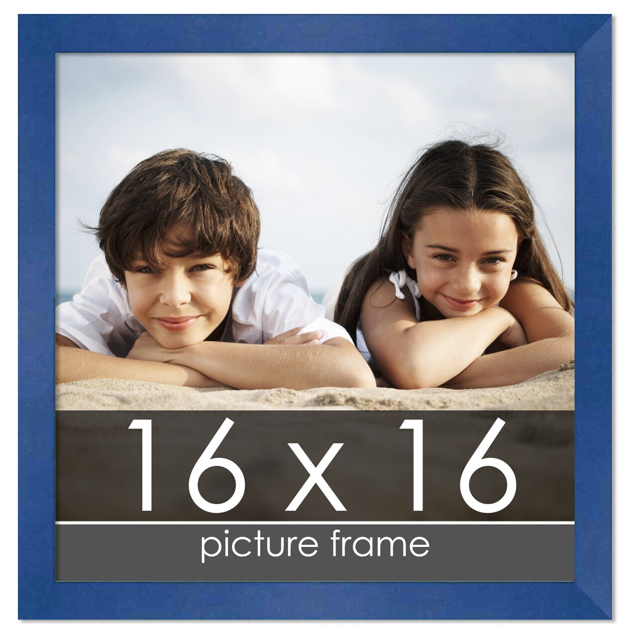 Square Classic Modern Blue Picture Frame - UV Acrylic, Foam Board Backing, Hanging Hardware